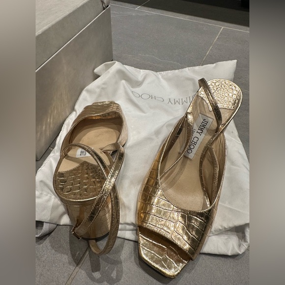 Jimmy Choo Jassidy 85 Metallic croc-embossed leather sandal - Picture 4 of 5